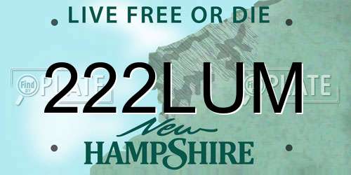 222LUM New Hampshire License Plate