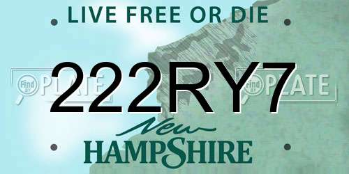 222RY7 New Hampshire License Plate