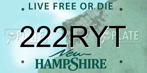 222RYT New Hampshire License Plate