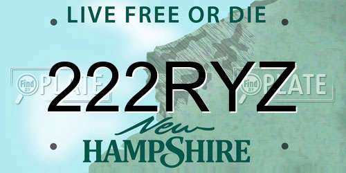 222RYZ New Hampshire License Plate