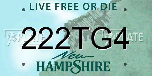 222TG4 New Hampshire License Plate