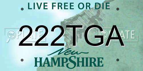 222TGA New Hampshire License Plate