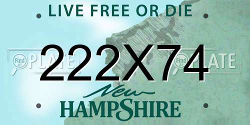 222X74 New Hampshire License Plate