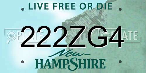 222ZG4 New Hampshire License Plate