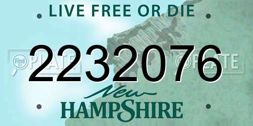 2232076 New Hampshire License Plate
