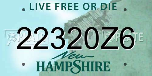 22320Z6 New Hampshire License Plate