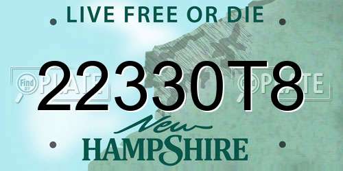 22330T8 New Hampshire License Plate