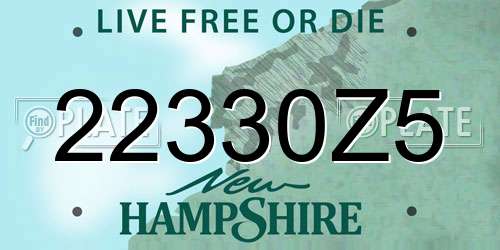 22330Z5 New Hampshire License Plate
