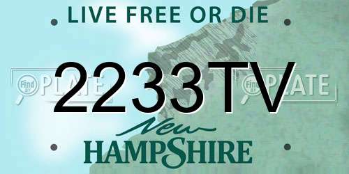 2233TV New Hampshire License Plate