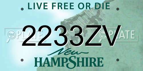 2233ZV New Hampshire License Plate