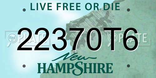 22370T6 New Hampshire License Plate