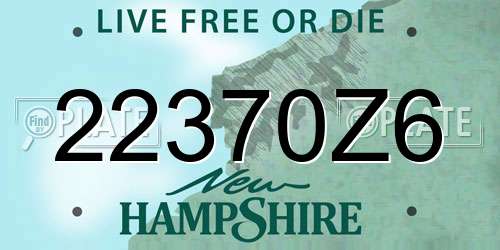 22370Z6 New Hampshire License Plate