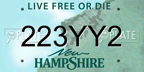 223YY2 New Hampshire License Plate