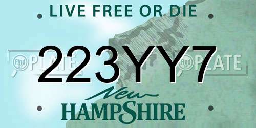 223YY7 New Hampshire License Plate