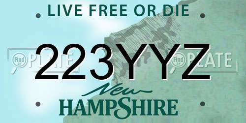 223YYZ New Hampshire License Plate