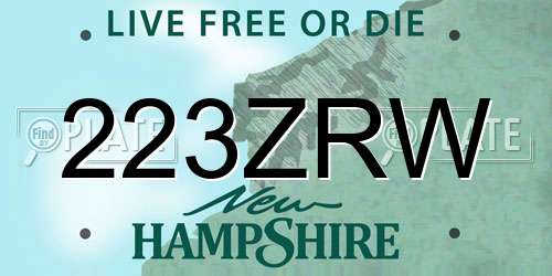 223ZRW New Hampshire License Plate