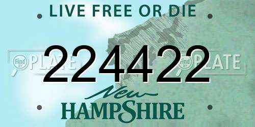 224422 New Hampshire License Plate