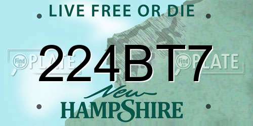224BT7 New Hampshire License Plate