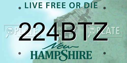 224BTZ New Hampshire License Plate