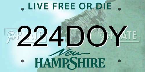 224DOY New Hampshire License Plate