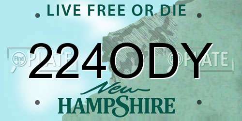 224ODY New Hampshire License Plate