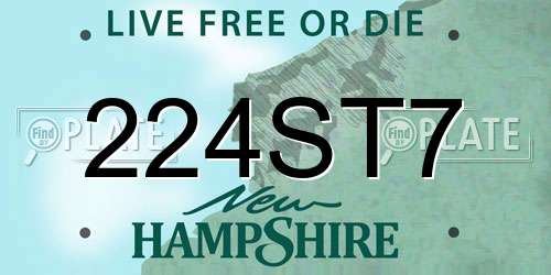 224ST7 New Hampshire License Plate