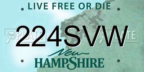 224SVW New Hampshire License Plate