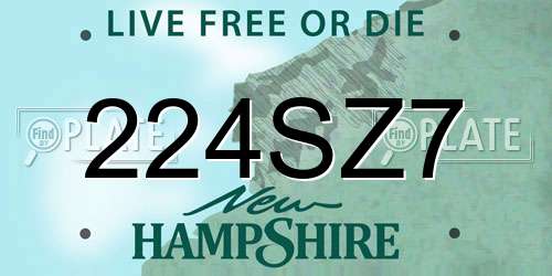 224SZ7 New Hampshire License Plate