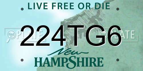 224TG6 New Hampshire License Plate