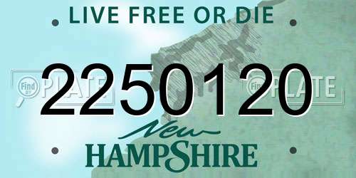 2250120 New Hampshire License Plate