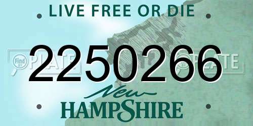 2250266 New Hampshire License Plate