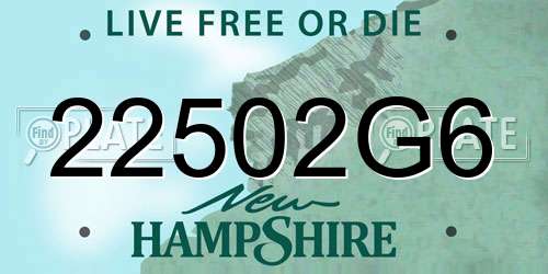 22502G6 New Hampshire License Plate