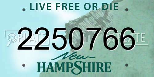 2250766 New Hampshire License Plate