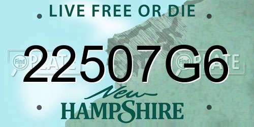 22507G6 New Hampshire License Plate