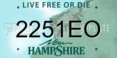 2251EO New Hampshire License Plate