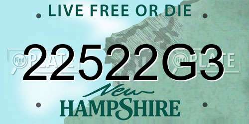 22522G3 New Hampshire License Plate
