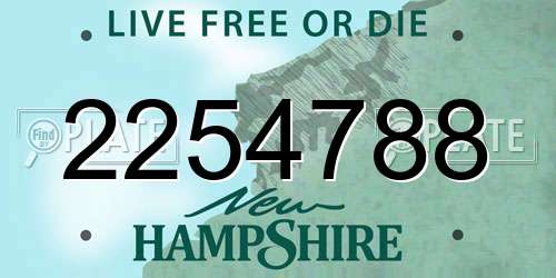 2254788 New Hampshire License Plate