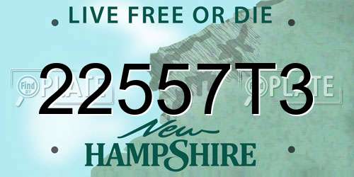 22557T3 New Hampshire License Plate