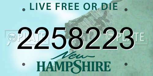 2258223 New Hampshire License Plate