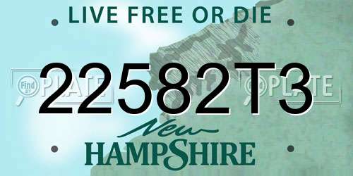22582T3 New Hampshire License Plate