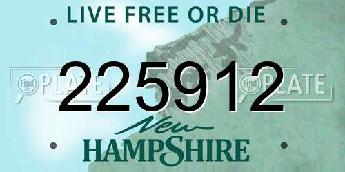 225912 New Hampshire License Plate