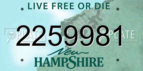 2259981 New Hampshire License Plate