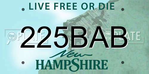 225BAB New Hampshire License Plate