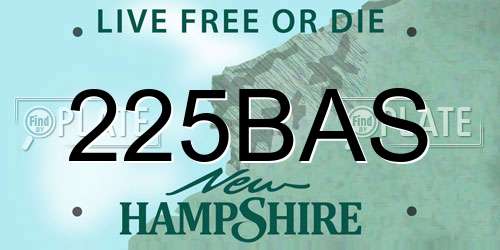225BAS New Hampshire License Plate