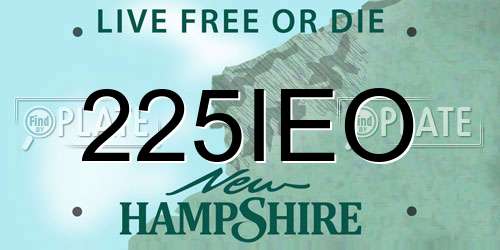 225IEO New Hampshire License Plate