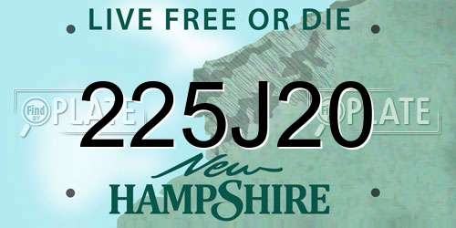 225J20 New Hampshire License Plate