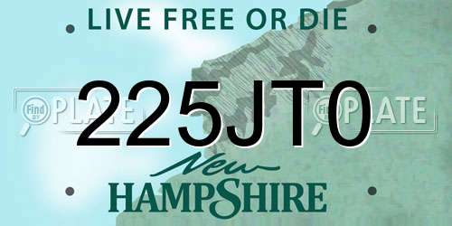 225JT0 New Hampshire License Plate