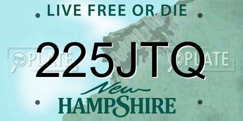 225JTQ New Hampshire License Plate