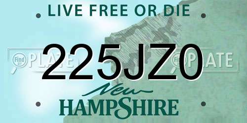 225JZ0 New Hampshire License Plate