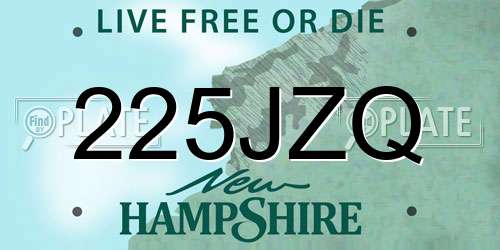 225JZQ New Hampshire License Plate